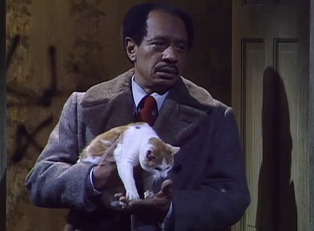 The Jeffersons - And the Doorknobs Shined Like Diamonds - George Sherman Hemsley holding ginger and white tabby cat