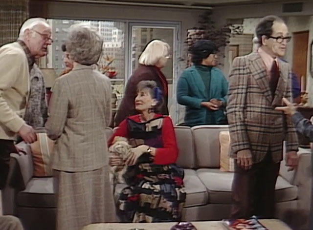 The Jeffersons - State of Mind - Mrs. Pardella Elmarie Wendel sitting on couch with longhair ginger tabby cat Mr. Whiskers