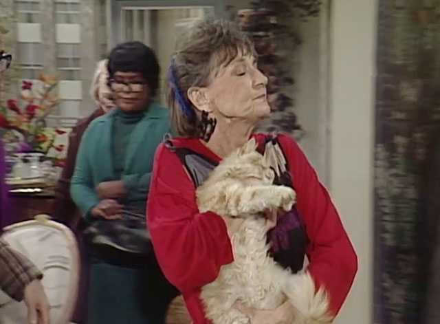 The Jeffersons - State of Mind - Mrs. Pardella Elmarie Wendel walking out with longhair ginger tabby cat Mr. Whiskers