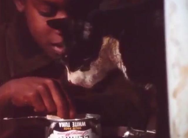 J.T. - J.T. Kevin Hooks with tuxedo cat and can of tuna