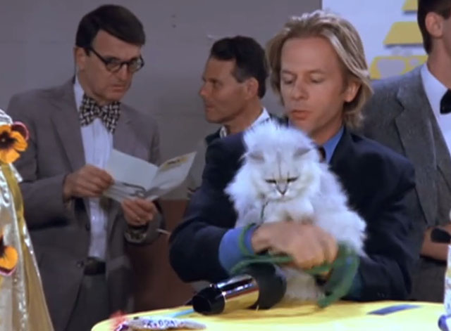 Just Shoot Me! - A Divorce to Remember - Dennis David Spade picking up his longhair white Persian cat Spartacus