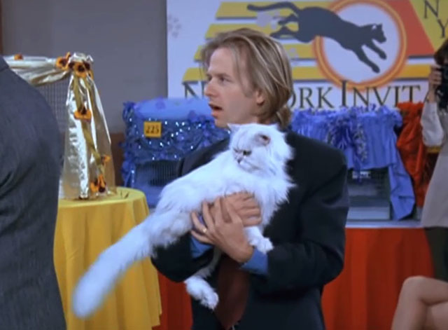 Just Shoot Me! - A Divorce to Remember - Dennis David Spade holding his longhair white Persian cat Spartacus