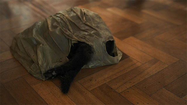 Killing Eve - Just Dunk Me - black cat Lucifer dead in bag