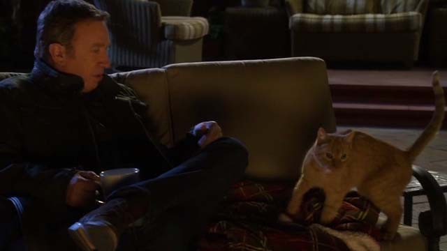 Last Man Standing - Big Brother - Mike Tim Allen shooes cat Tigger off outdoor couch