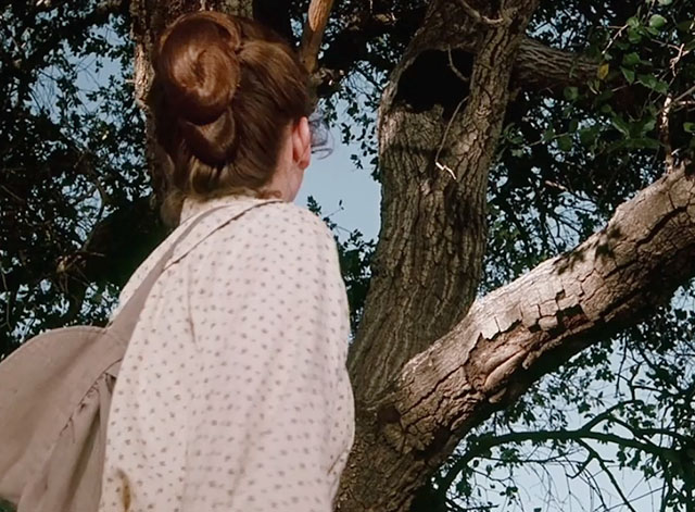 Little House on the Prairie - Days of Sunshine, Days of Shadows Part One - Laura Melissa Gilbert looking up at black cat in tree