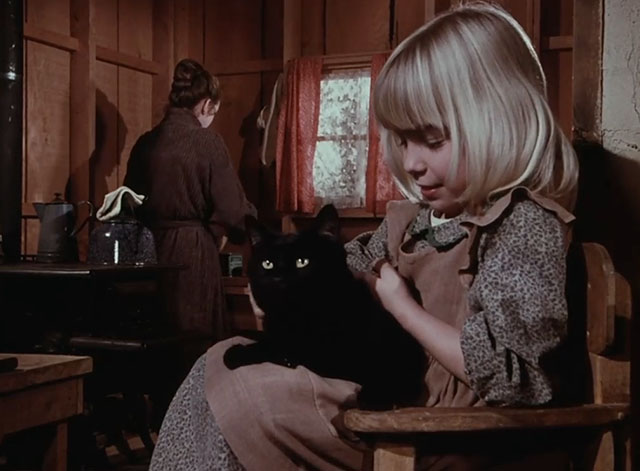 Little House on the Prairie - Days of Sunshine, Days of Shadows Part Two - Baby Grace Wendi Turnbaugh petting black cat with Laura Melissa Gilbert