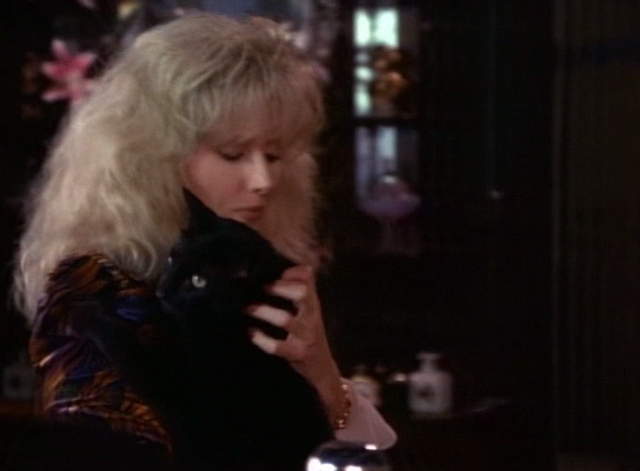 Lois and Clark - Pheromone, My Lovely - Miranda Morgan Fairchild holding black cat