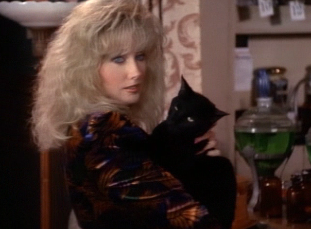 Lois and Clark - Pheromone, My Lovely - Miranda Morgan Fairchild holding black cat
