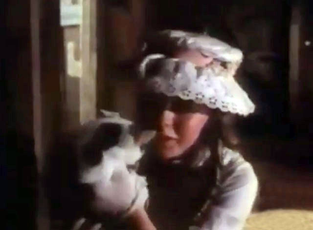 The Magical World of Disney - The Adventures of Pollyanna - Patsy Kensit holding up white and black kitten Charles