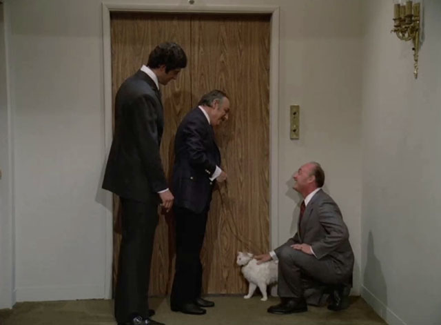 Mission: Impossible - Imitation - Gerald Carter Jack Bernardo, Duval Ray Ballard and Willy Armitage Peter Lupus in hallway with longhair white cat on leash