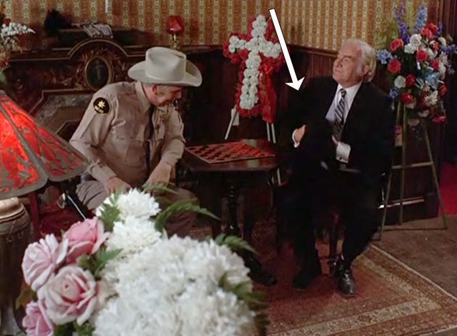 Night Gallery - Die Now, Pay Later - black cat sitting on lap of Peckinpah Will Geer with Sheriff Harlow Slim Pickens