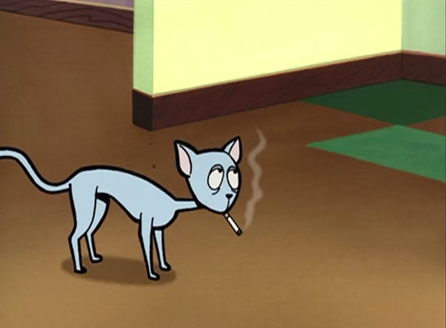The Oblongs - Misfit Love - grey cat Lucky smoking