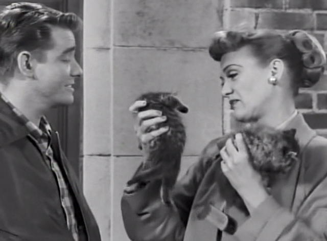 Our Miss Brooks - Cure That Habit - Miss Brooks Eve Arden holding long-haired tabby kittens with Walter Richard Crenna
