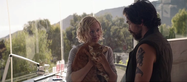 Picard - Et in Arcadia Ego Part One - Jurati Alison Pill holding orange tabby cat Spot II with Rios Santiago Cabrera