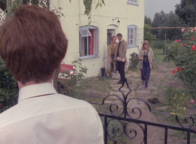 Play for Today - Penda's Fen - Stephen Spencer Banks watching Mrs. Arne Jennie Heslewood about to feed longhair tabby kitten with Ian Hogg and John Atkinson