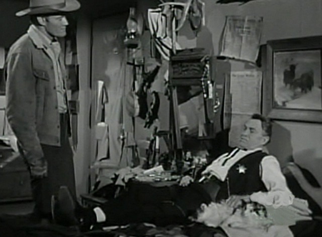 The Rifleman - Guilty Conscience - Lucas with Micah petting tuxedo cat on bed