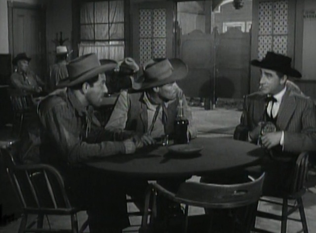 The Rifleman - The Spiked Rifle - Stark sitting at saloon table with tabby kitten