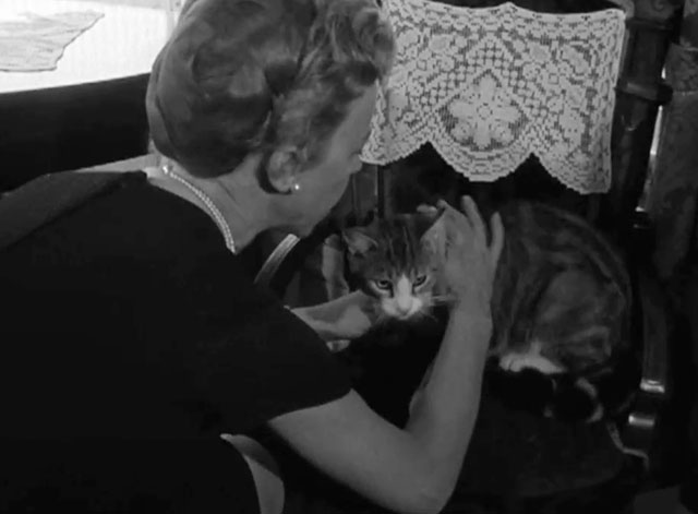 One Step Beyond - Route 66 - Build Your Houses with Their Backs to the Sea - tabby and white cat on chair with Abigail Audra Lindley