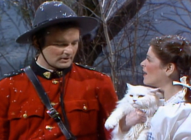 Saturday Night Live - The Incredible Man - Mountie Bill Murray with Jennifer Gilda Radner and white Persian cat Tinky