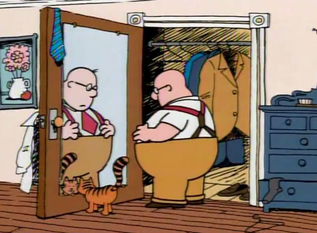Schoolhouse Rock - The Tale of Mr. Morton - looking into mirror with orange tabby cat