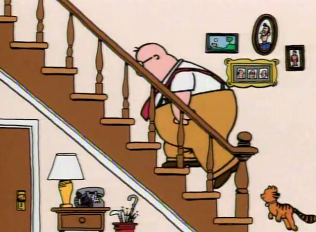 Schoolhouse Rock - The Tale of Mr. Morton - going up stairs with orange tabby cat