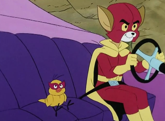 The Secret Lives of Waldo Kitty - Cat Man - cartoon Cat Man and Bird Wonder in the Cat Mobile