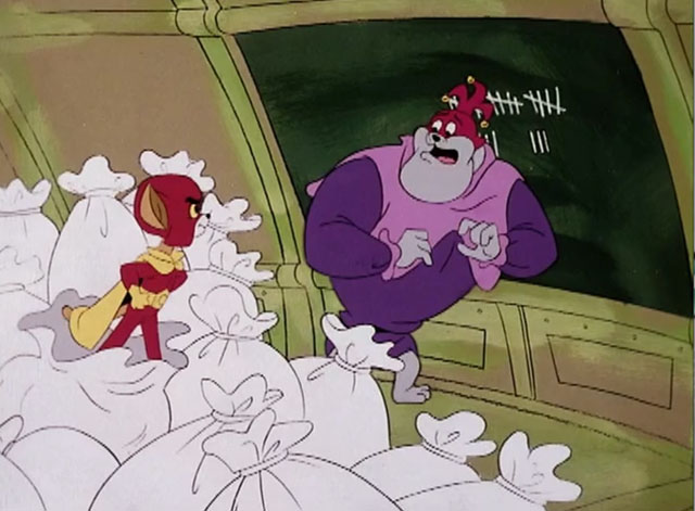 The Secret Lives of Waldo Kitty - Cat Man - cartoon Cat Man taking bulldog Jester by surprise