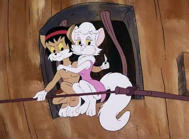 The Secret Lives of Waldo Kitty - Catzan of the Apes - cartoon ginger and white Catzan saving white Persian cat Lady Vain