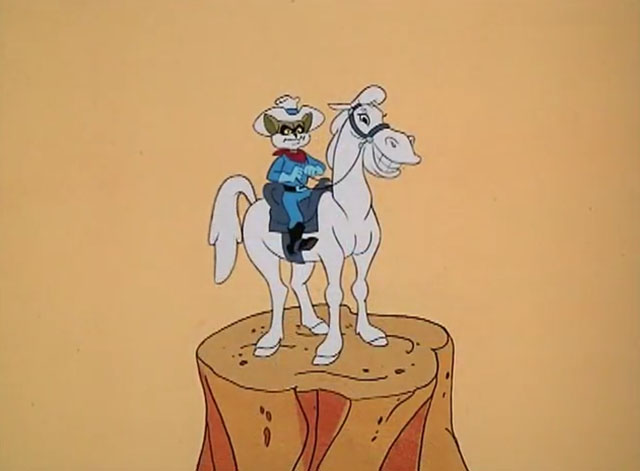 The Secret Lives of Waldo Kitty - The Lone Kitty - cartoon ginger and white cat The Lone Kitty on white horse Sterling