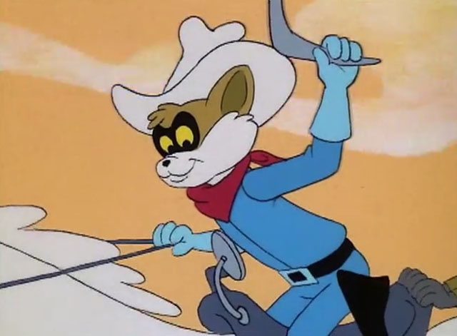 The Secret Lives of Waldo Kitty - The Lone Kitty - cartoon ginger and white cat The Lone Kitty using rear view mirror and boomerang