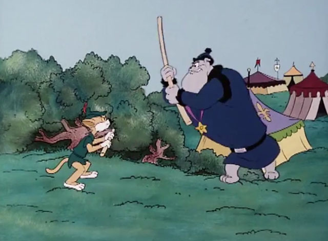 The Secret Lives of Waldo Kitty - Robin Cat - ginger and white cartoon Robin Cat fighting Sheriff Tyrone with shortened staff