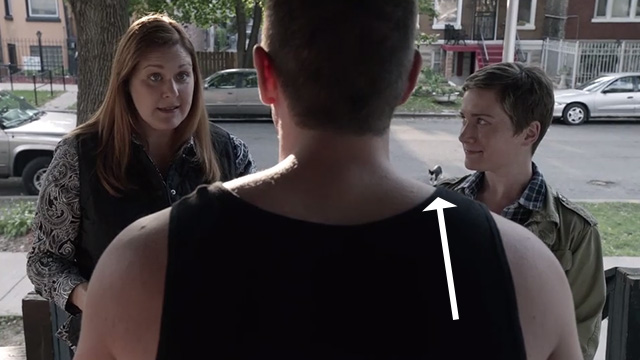 Shameless - I Only Miss Her When I'm Breathing - tuxedo cat crossing street behind new neighbors at Kevin's door