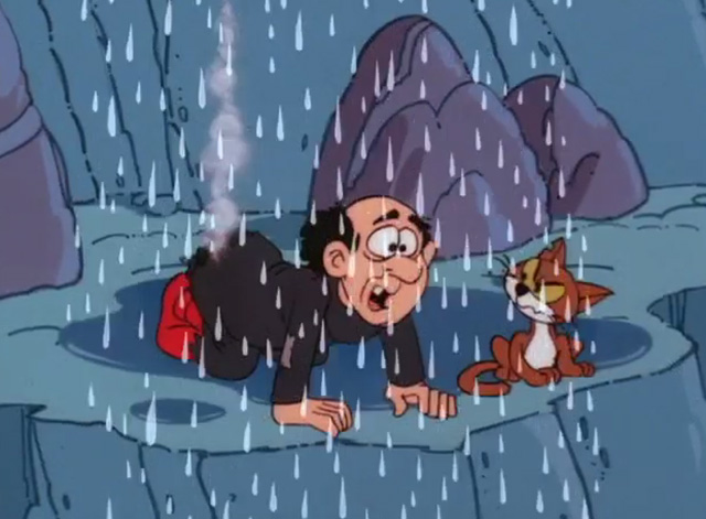 The Smurfs - The Astrosmurf - Gargamel and Azrael cat being rained upon