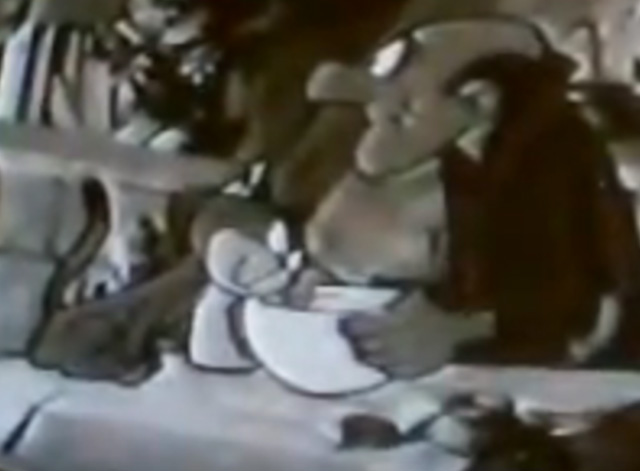 The Smurfs - Gargamel and Azrael cat in black and white cartoon