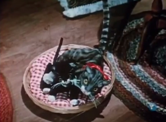 The Spirit of Christmas- The Night Before Christmas - Mama cat and kitten puppets in basket on floor