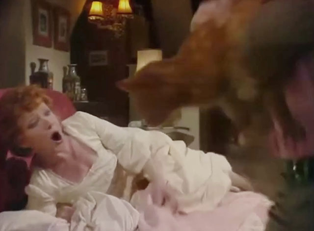 Tales of the Unexpected - There's One Born Every Minute - ginger tabby cat Ronald being tossed by Arthur Frank Finlay at Joy Jo Rowbottom on bed