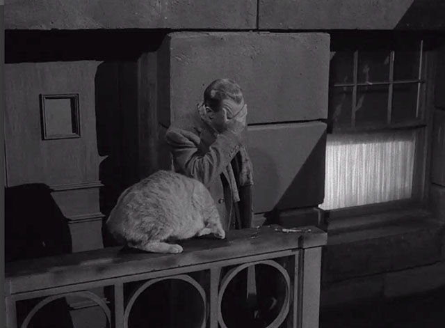 The Twilight Zone - The Trouble with Templeton - tabby cat on railing by Booth Templeton Brian Aherne
