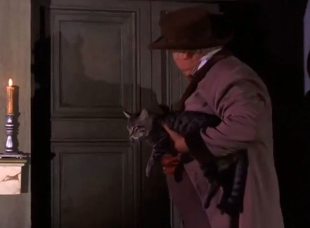 The Wild Wild West - The Night of the Sabatini Death - Ned Alan Hale Jr. holds tabby cat while opening crypt door