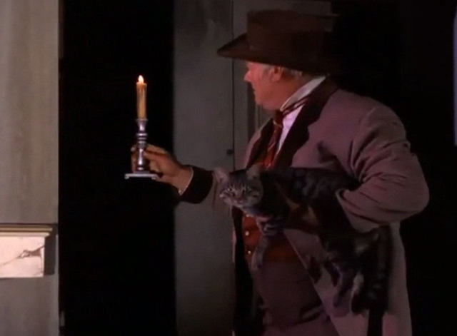 The Wild Wild West - The Night of the Sabatini Death - Ned Alan Hale Jr. holds tabby cat while entering crypt
