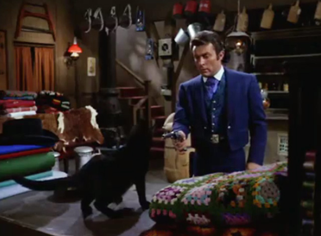The Wild Wild West - The Night of the Wolf - black cat jumps on counter scaring James West Robert Conrad