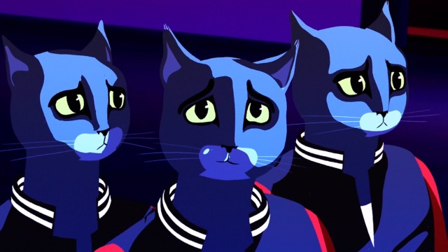 Lone Digger - Caravan Palace - anthropomorphic cats outside strip club