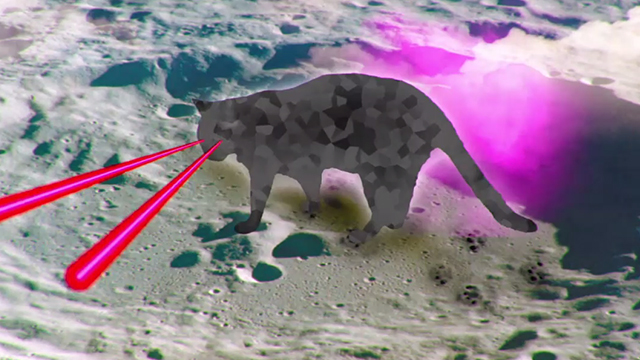 Moonwalk - Phon.o - giant black cat with laser eyes on the moon