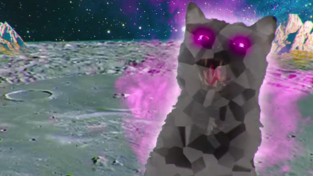 Moonwalk - Phon.o - black cat with glowing eyes on the moon