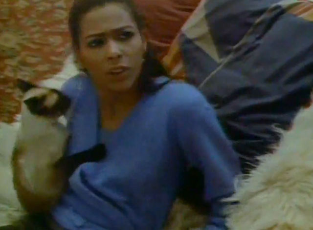 Why Me - Irene Cara - on couch holding Siamese cat